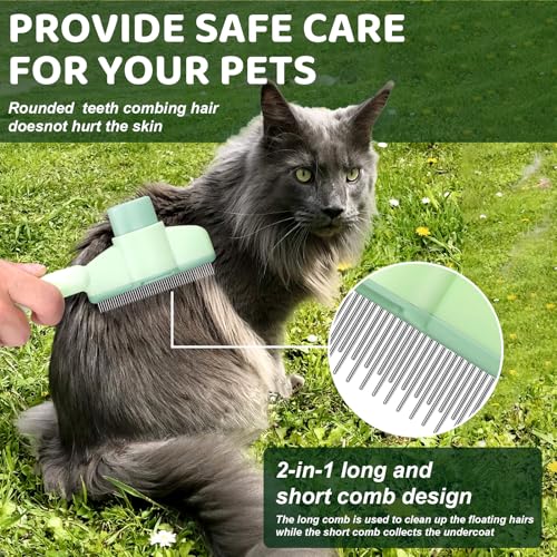 XANGNIER Pet Hair Removal Comb One-Click Self-Cleaning Grooming Brush, De-Shedding Comb for Short & Long Hair, Pet Groomin...
