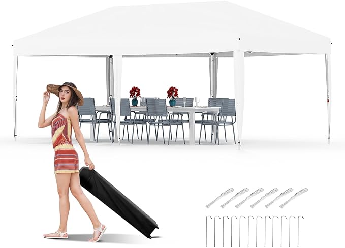 GarveeLife 10x20 Pop Up Canopy, Beach Ten with One Push Setup, Heavy Duty Outdoor Instant Canopy Tent with Portable Roller...