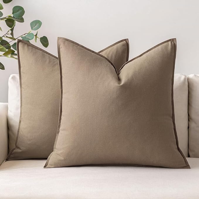 MIULEE 26x26 Inch Pack of 2 Decorative Euro Shams Linen Pillow Covers Boho Farmhouse Modern Soft Accent Throw Pillows for ...