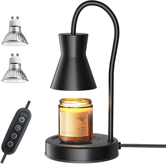 LALISU Candle Warmer Lamp with Timer and Dimmer, Vintage Electric Melter Candle with 2 Bulbs, Melter Scented Height Adjust...