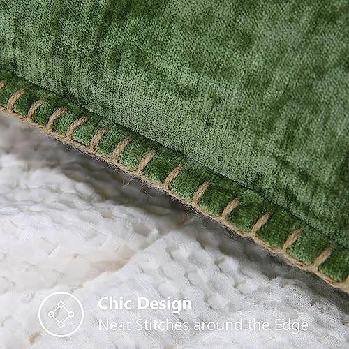 decorUhome Chenille Soft Cozy Throw Pillow Covers 18x18 Set of 2, Modern Farmhouse Boho Velvet Decorative Pillow Cases wit...