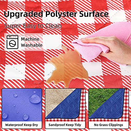 ZAZE Picnic Blanket Extra Large Waterproof, 80''x80''Checkered Picnic Blankets Beach, Outdoor, Camping on Grass Accessorie...