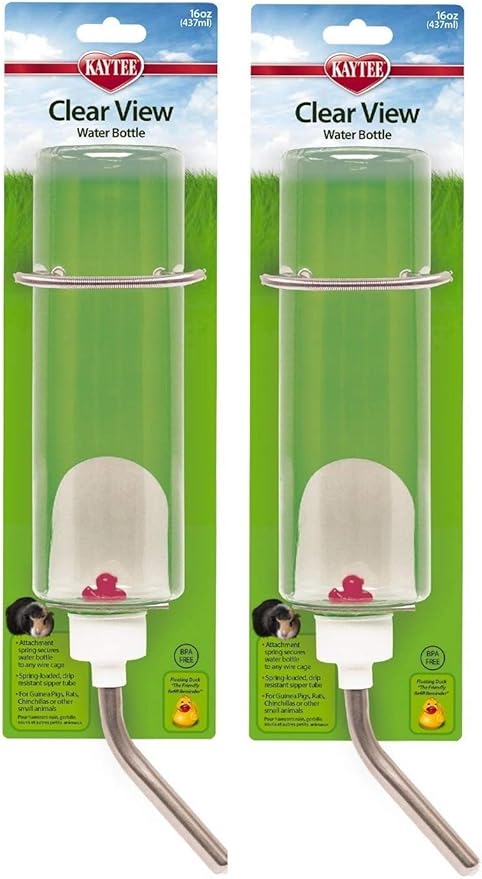 Kaytee Small Animal Clear Water Bottle, 16 Ounces Per Bottle (2 Pack)