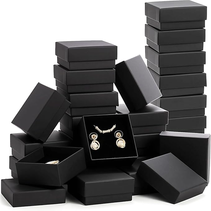 Fasmov Kraft Jewelry Boxes, 36 Pack 2.95 x 2.95 x 1.37 Inch Square Cardboard Jewelry Gift Box Necklace Ring Earring Kraft ...