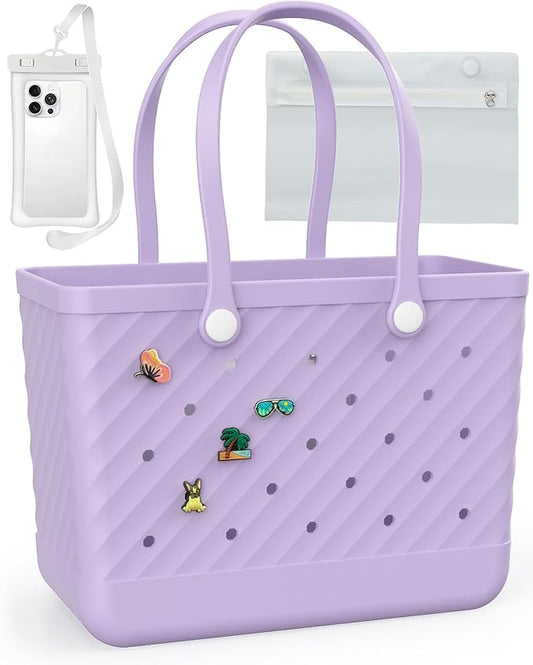 Armerssi Rubber Tote Bag for Women,Rubber Beach Bag Waterproof Sandproof Travel Pool Swim Sports