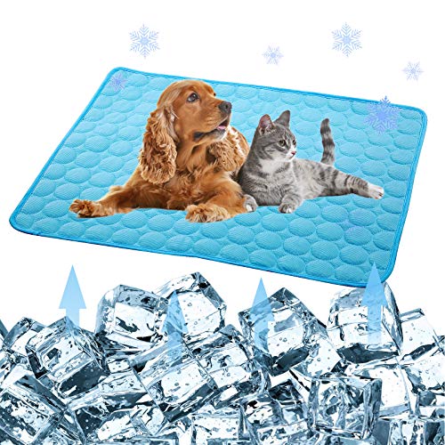 SISROL Self-Cooling Mat for Dogs Cats-Ice Silk Pet Cooling Pad, Portable & Washable Dog Cooling Blanket for Kennel/Sofa/Be...