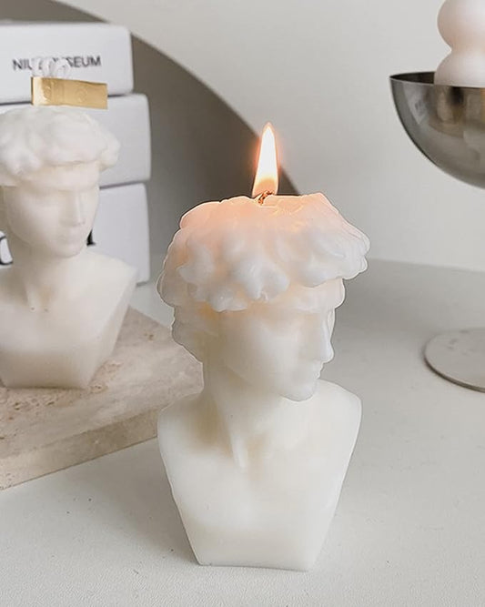 David Bust Statue Scented Candle,110G Aroma Soy Wax Greek Aesthetic Decorative Candle for Table Photo Prop Birthday Gift,P...