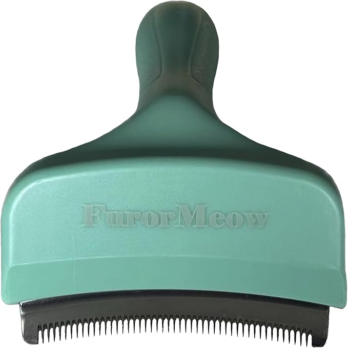 FurorMeow Pet Deshedding Tool with Curve Blade, Cat Grooming Brush, Tight V-shaped Teeth Shedding Comb for Cats and Dogs (...