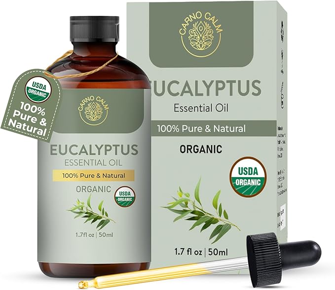 Carno Calm Eucalyptus Essential Oil | USDA Certified Organic Eucalyptus Oil | Ideal for Aromatherapy Skin and Hair | for D...