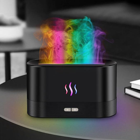 Flame Essential Oil Diffuser, 180ml Aromatherapy Diffuser with 7-Color LED Lights, Auto Shut-Off, Ultrasonic Cool Mist Hum...