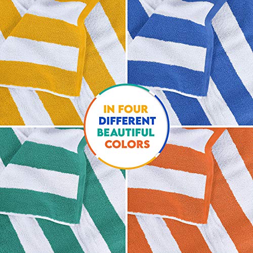 Utopia Towels Pack of 4 Cabana Beach Towels, Oversized 30 x 60 Inches Cotton Beach Towel Set, Smooth Ring Spun Texture for...