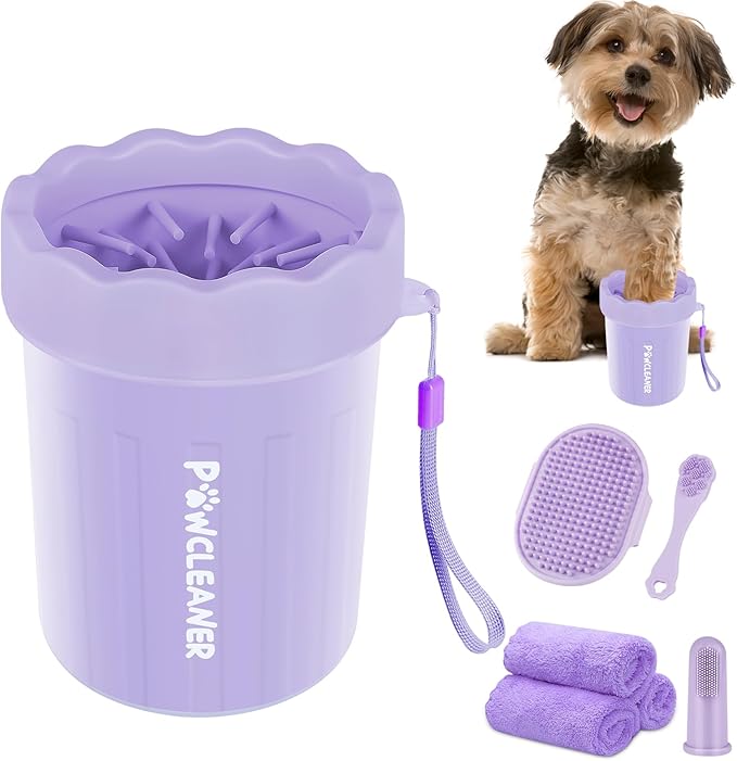 Professional 7 in 1 Dog Paw Cleaner for Dogs & Cats - Includes 1 Portable Paw Washer, 1 Bath Brush, 2 Dog Toothbrushes and...