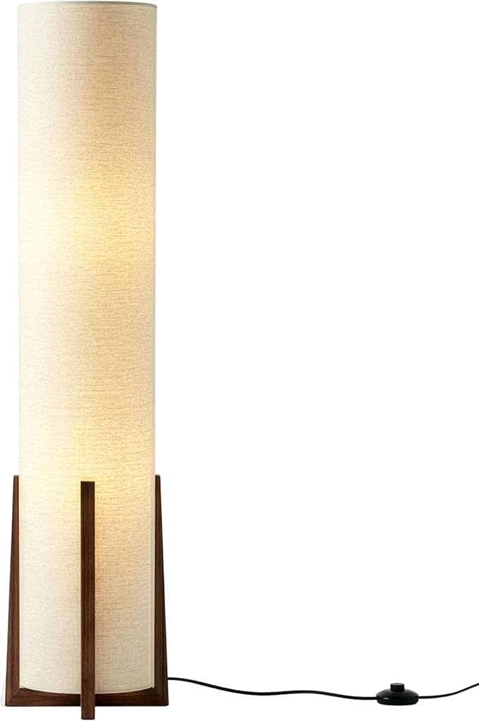 Brightech Parker Paper Lantern Floor lamp, 48 Inch Tall Lamp with Wood Frame, Asian Design for Bedroom, Decorative Tower S...