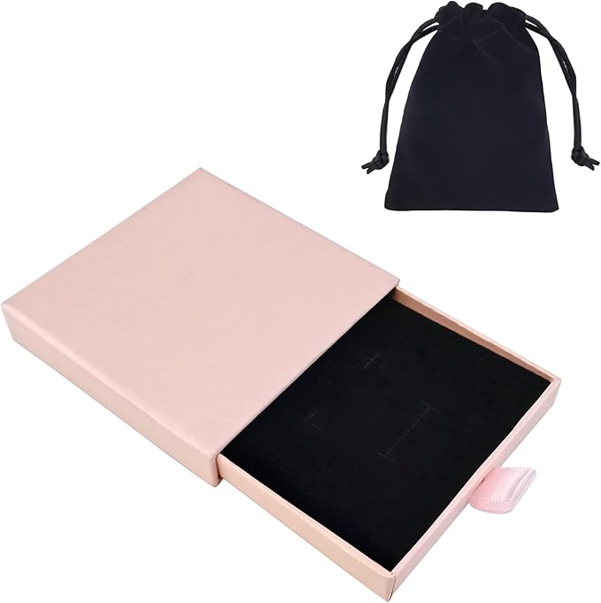 Quacc Small Jewelry Gift Box and Velvet Bag, Necklace Bracelet Earring Cardboard Organizer Square Jewellery Gift Box Pende...