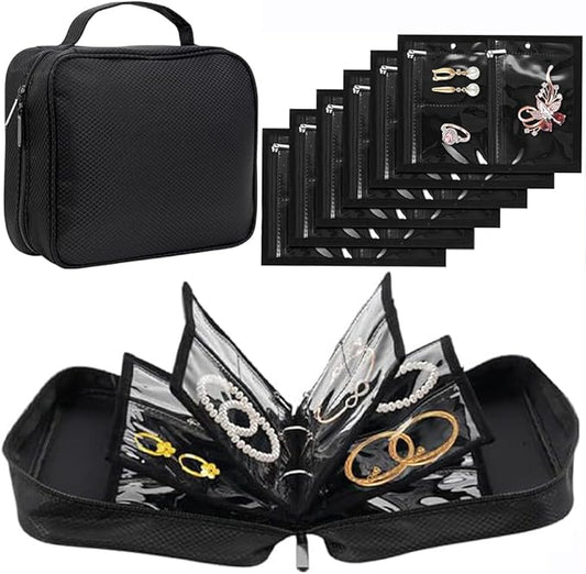 GSXRB Waterproof Anti-Tarnish Jewelry Organizer for Travel - Large Capacity Foldable Jewelry Box with 36 Compartments, Por...