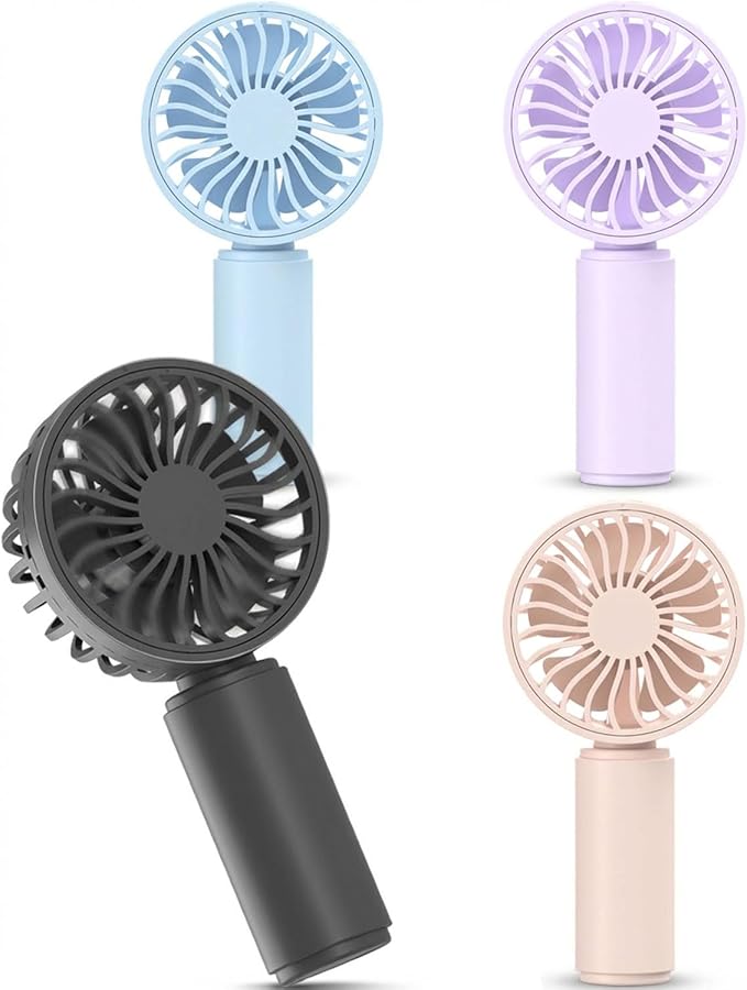 JODNO Mini Portable Handheld Fan 4-Pack, USB Rechargeable Battery Powered Small Personal Fan Desk Eyelash Fans with 3 Spee...