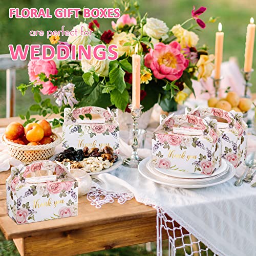 Xinnun 50 Pcs Thank You Treat Boxes Thanksgiving Floral Gift Box Wedding Party Favors Boxes Employee Appreciation Gifts Bo...