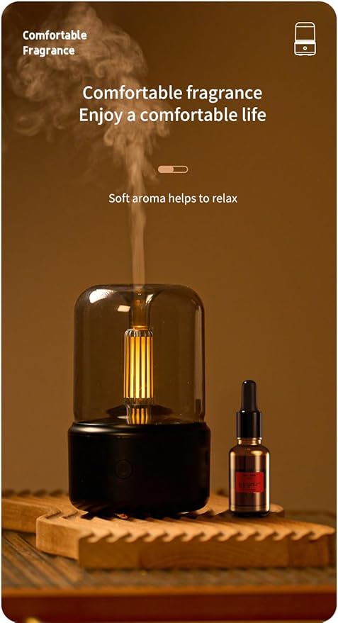 Candlelight Flame Air Diffuser,Portable Essential Oil Diffuser Noiseless 120ML Aroma Diffuser Waterless Auto-Off Protectio...
