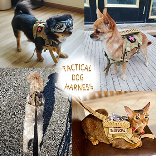 Tactical Dog Harness with Leash Tactical Puppy Vest with Rubber Handle K9 Military Adjustable Pet Harness for Outdoor Trai...