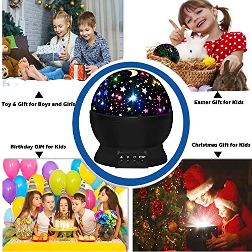 Night Light for Kids,Boys Toys for 3 4 5 6 7 8 Year Old Boys,Star Projector 360 Degree Rotation - 4 LED Bulbs 16 Light Col...