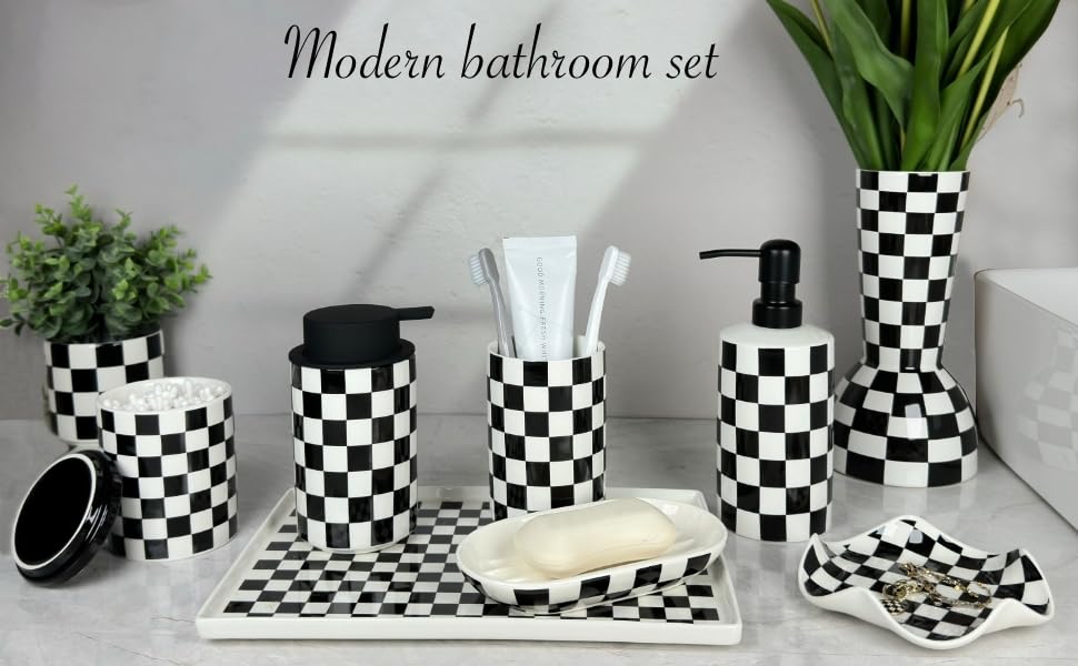 Aesthetic Ring Holder Dish, Cute Small Trinket Dish, Ceramic Jewelry Tray,Modern Checkered Cool Stuff for Girly Room Deco...