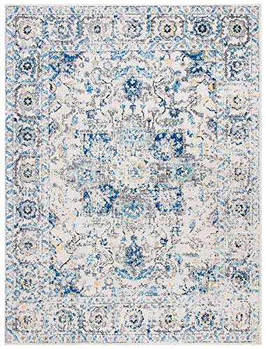 SAFAVIEH Madison Collection Area Rug - 10' x 14', Grey & Ivory, Snowflake Medallion Distressed Design, Non-Shedding & Easy...