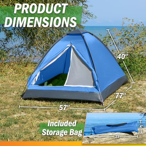 2 Person Outdoors Camping Tent with Rain Fly and Carrying Bag - Lightweight Outdoor Pop Up Tents for Camping Essentials, M...