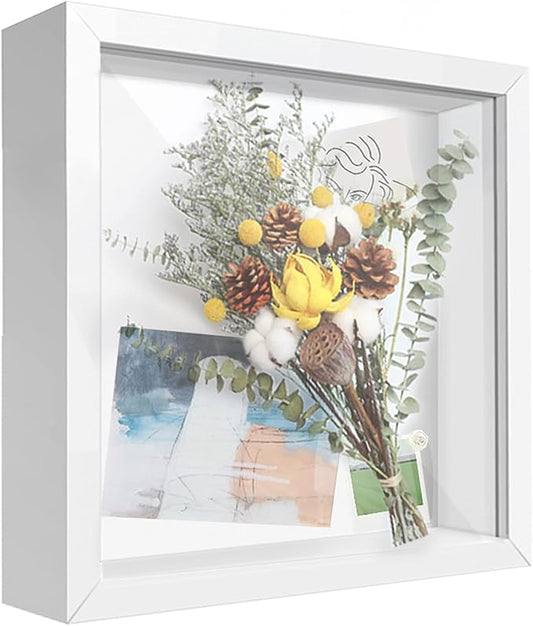 TouYinger 8x8 Shadow Box Frame Display Case with Letter Stickers, 3D Picture Frame, Display Case Box for Memorabilia, Baby...