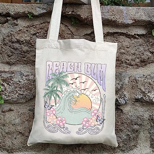 Kimoli Canvas Tote Bag Aesthetic Cute Beach Bag Reusable Grocery Shopping Bags Totes for Women Inspirational DM12C