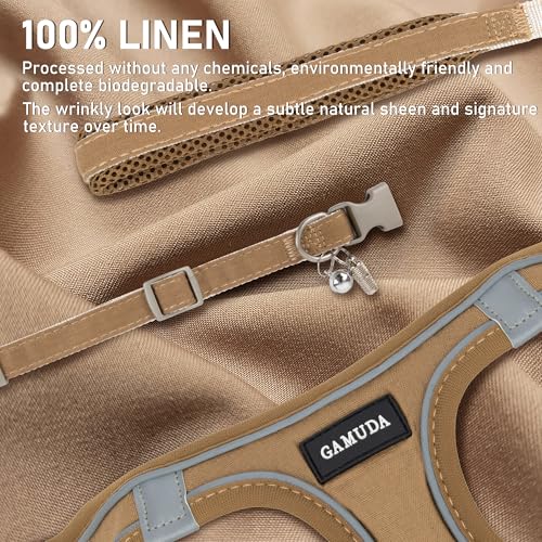 GAMUDA Small Pet Harness Collar and Leash Set, Step in No Chock No Pull Linen Fabric Soft Mesh Dog Vest Harnesses Reflecti...