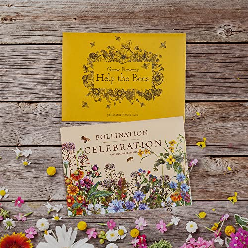 Bentley Pollination Celebration Wildflower Seed Packets, Non-GMO, Uncoated Flower Mix for Planting, Beautiful Garden Gift