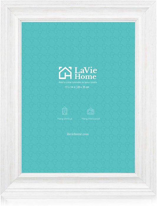 LaVie Home 11x14 Picture Frames (1 Pack, Distressed White) Rustic Single Photo Frame with Plexiglass for Wall Mount Displa...