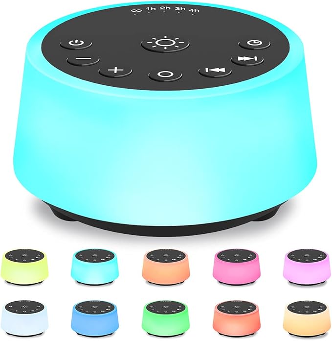 Color Noise Sound Machines with 10 Colors Night Light 25 Soothing Sounds and Sleep White Noise Machine 32 Volume Levels 5 ...