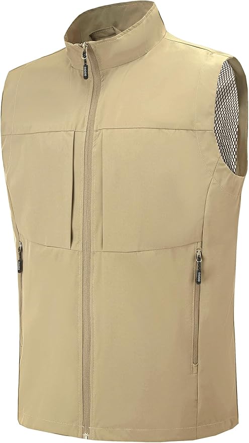 EIGIOO Men's Lightweight Vest Outerwear with Multi Pockets Windproof Sleeveless Jacket for Travel Outdoor Golf