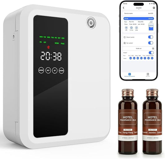 Waterless Essential Oil Diffuser for Large Room, 500ml Hotel Scent Diffuser, Cold Air Scent Machine, Covers Up to 3500 Sq ...