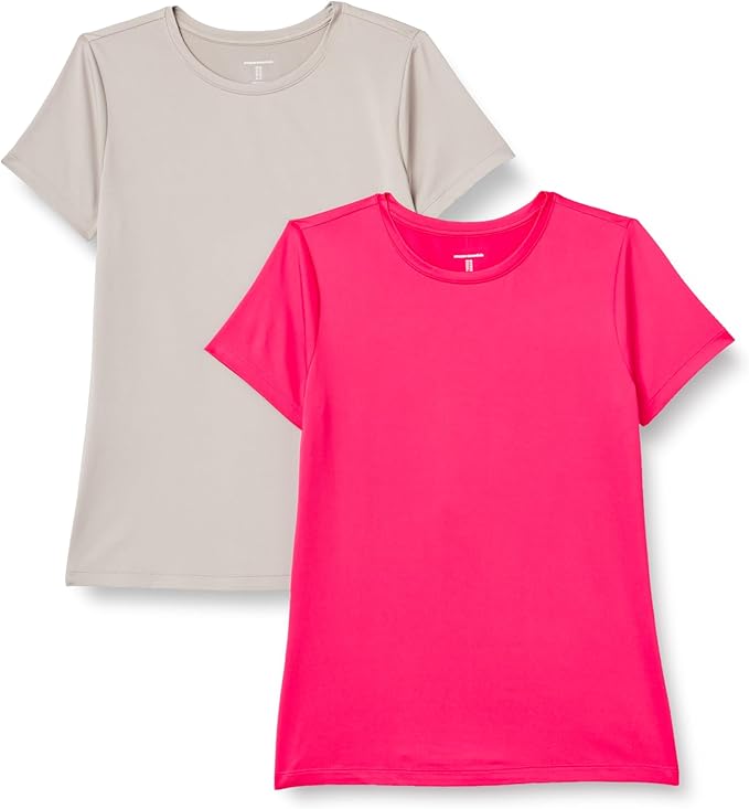 Amazon Essentials Women's Active Quick Dry Tech Stretch Short-Sleeve Crewneck T-Shirt, Multipacks
