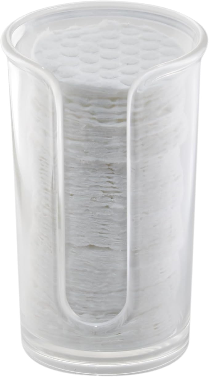 iDesign Round Cosmetic Cotton Pad Holder - Cosmetic Dispenser for Cotton Rounds - Clear
