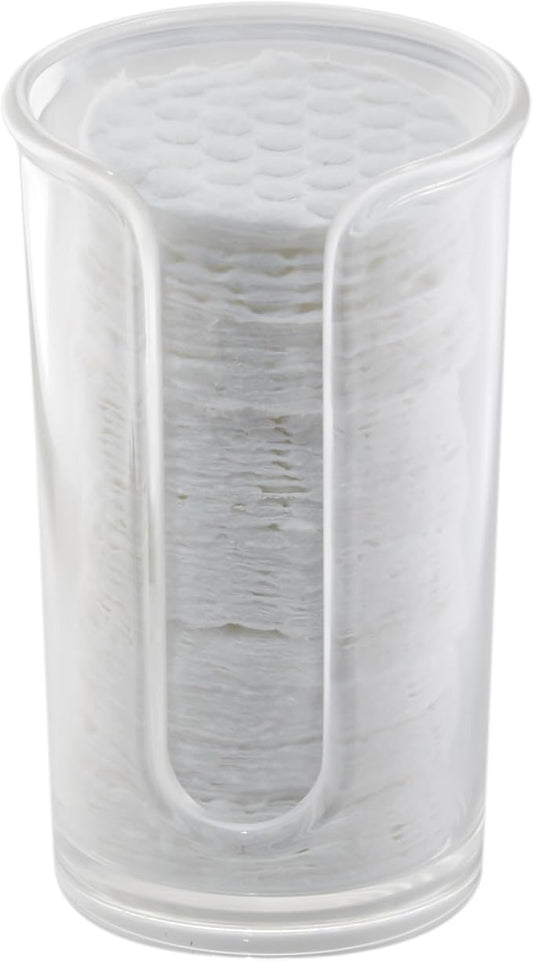 iDesign Round Cosmetic Cotton Pad Holder - Cosmetic Dispenser for Cotton Rounds - Clear