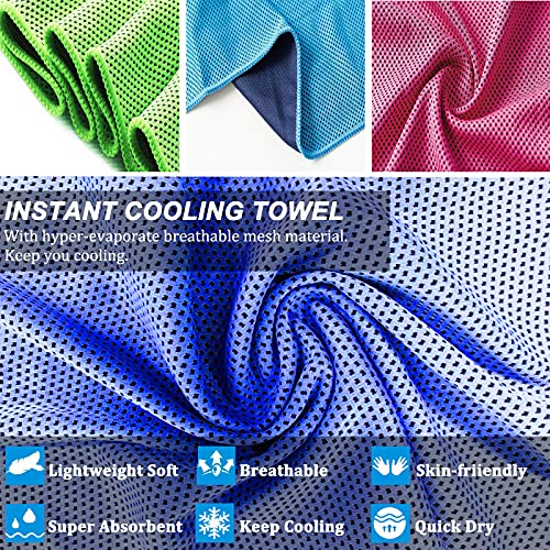 YQXCC Cooling Towels | 4 Pack 47"x12" | Ice Cool for Neck | Microfiber Soft Breathable Chilly | for Yoga, Sports, Golf, Gy...