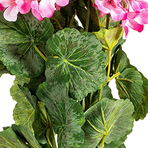 Vickerman Everyday Artificial Pink Geranium Bush 19.5" Long - Premium Faux Floral Decor for Wedding or Everyday Arrangemen...