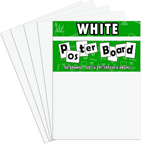 pmybupo 50Pcs White Poster Board,14inx18in White Poster Paper Blank Graphic Display Board Poster Board Bulk for School Art...