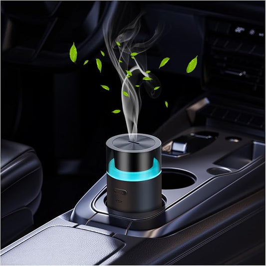 HODEMI Portable Smart Car Essential Oil Diffuser,Cordless Mini Cold Mist Aromatherapy Air Freshener Diffuser with Mode Mem...
