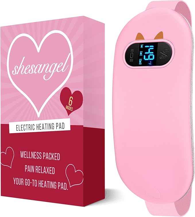 Electric Heating Pad, Portable Cordless Menstrual Heating Pad with 6 Heat Levels and 6 Massage Modes, Fast Large Heating B...
