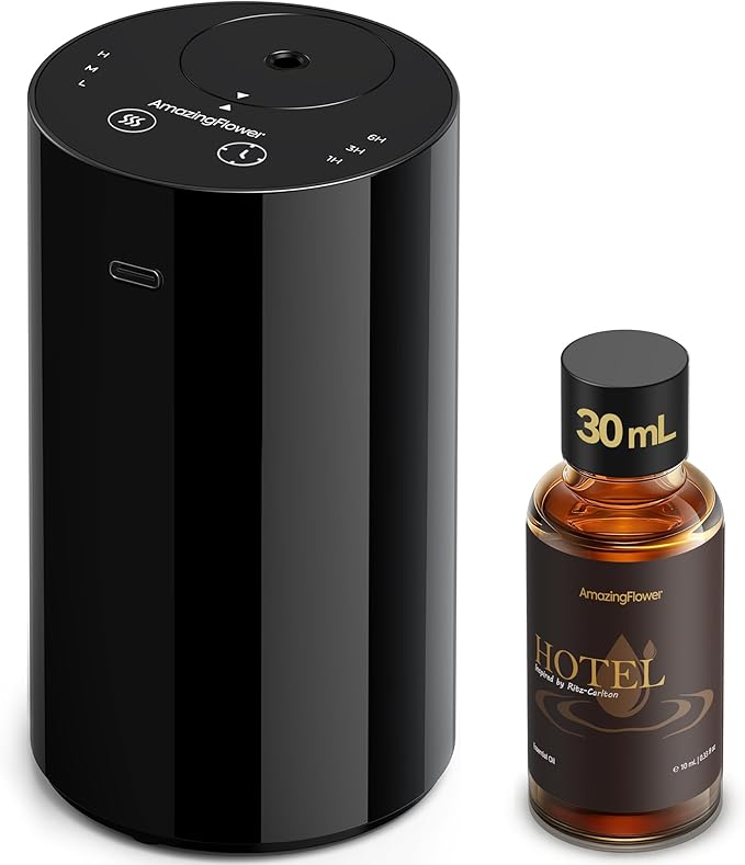 Waterless Essential Oil Diffuser Starter Kit with 30mL Hotel Fragrance Oil Inspired by Ritz-C., Battery Operated Mini Scen...