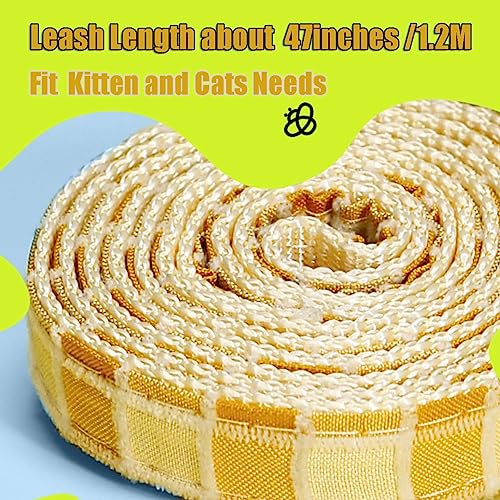 Cat Harness & Leash Set, Cats Escape Proof - Adjustable Kitten Harness for Large Small Cats, Cute Bee Plaid Lightweight So...