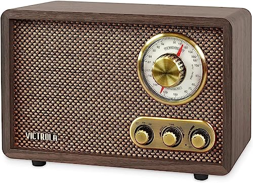 Victrola Willow – Retro Wood Bluetooth Radio with Built-in Speakers: Elegant & Vintage Design, Rotary AM/FM Tuning Dial, B...