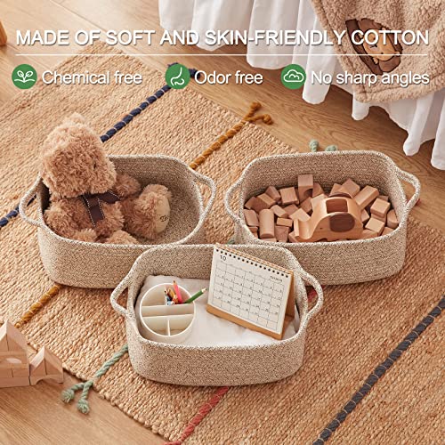 OIAHOMY Cotton Rope Baskets, Woven Baskets for Storage, Nursery Storage Baskets, Rectangle Storage Basket with Handles, St...