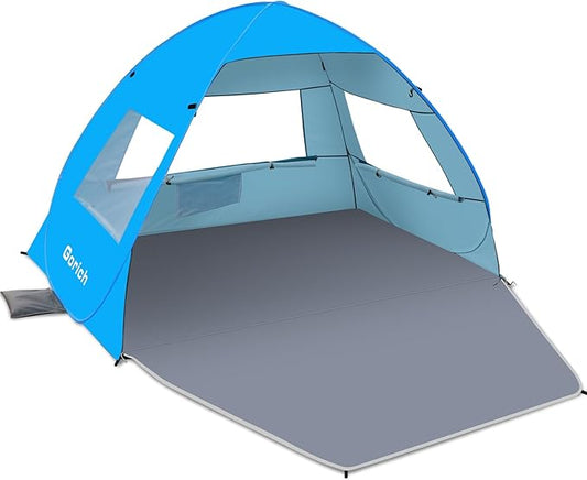 Gorich Easy Pop Up Beach Tent for 3-4 Person, UPF 50+ UV Protection Beach Umbrella Sun Shelter, Portable Lightweight Shade...