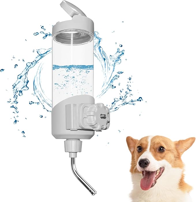 VANNON Top Fill Dog Water Dispenser for Cage, 23oz Auto Feeding Crate Water Bottle for Dogs, Cats & Rabbits, Pet Nozzle Di...