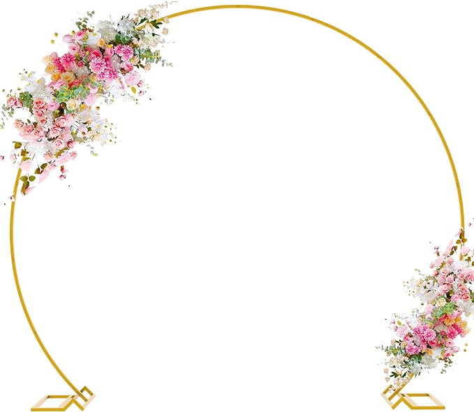 Wokceer Round Backdrop Stand 8FT Gold Wedding Arch Metal Circle Balloon Arch Stand for Birthday Party Wedding Bridal Showe...